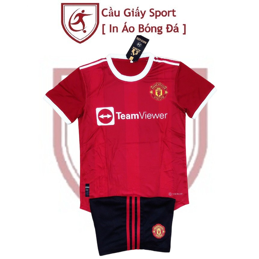 Áo bóng đá trẻ em clb manchester united đỏ - vải thun thái