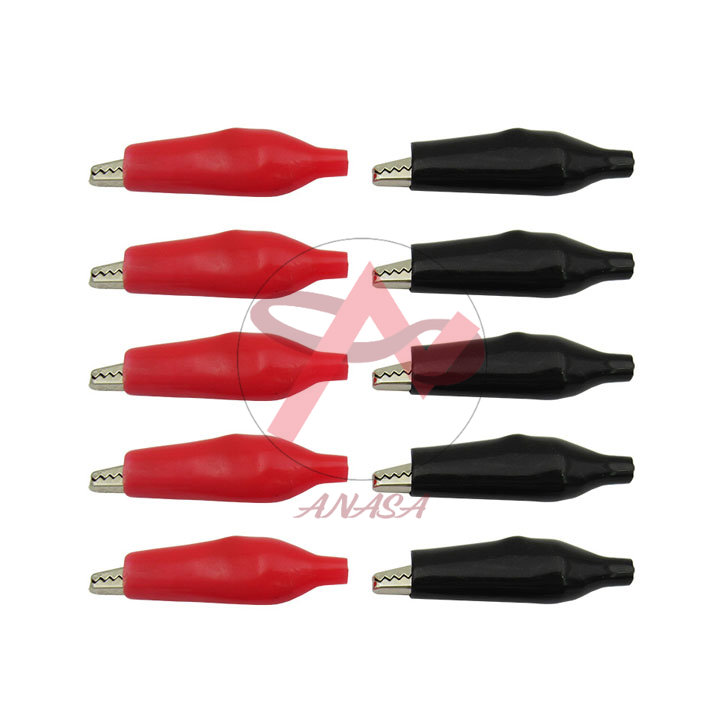 Bộ 10 Kẹp Cá Sấu Loại To Bền Chắc 4.5Cm ( 5 Cặp Đỏ- Đen )