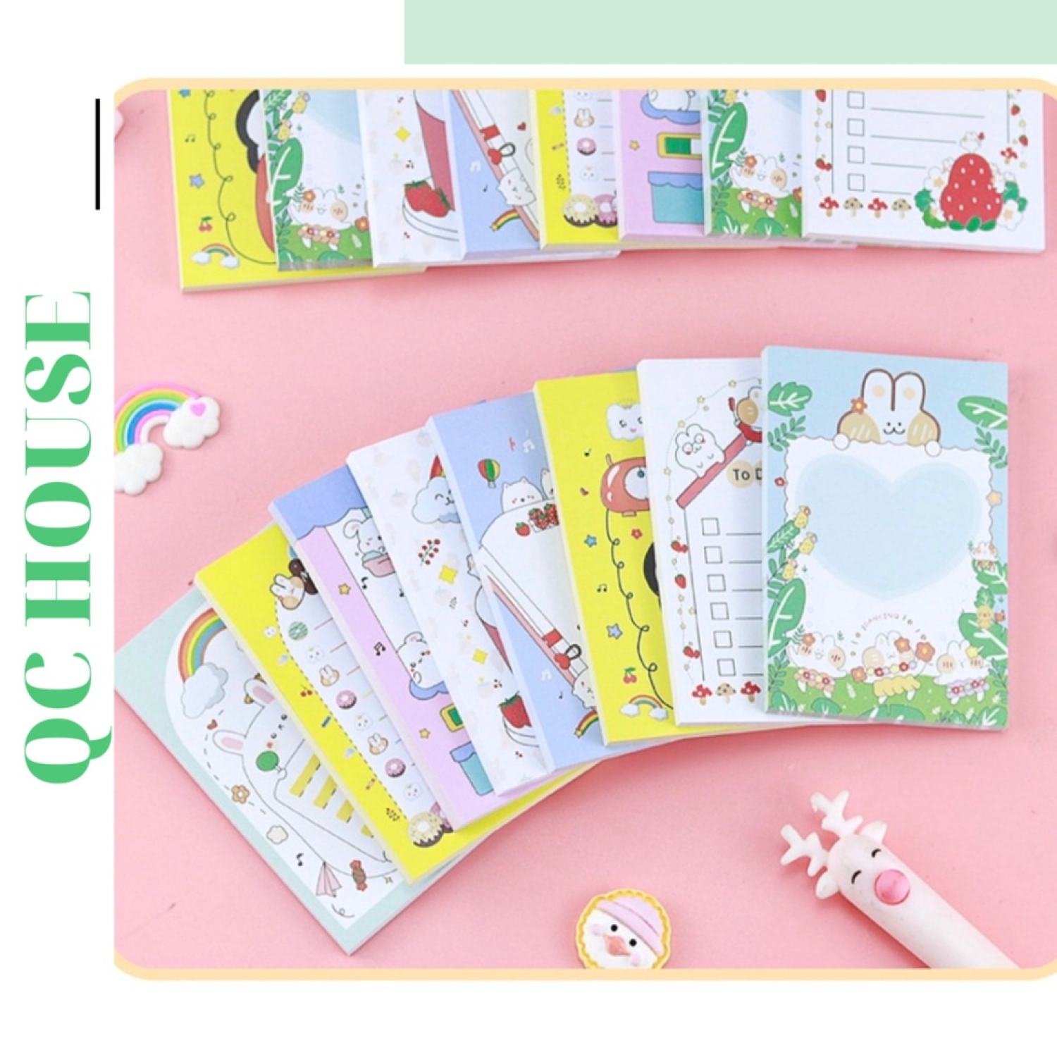 Xấp giấy note, giấy ghi chép, giấy nhớ thỏ 8 mẫu 50 tơ` siêu dễ thương
