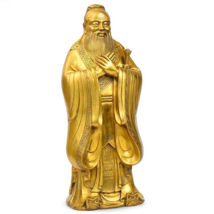 Tượng Khổng Tử bằng đồng thau cỡ nhỏ phong thủy mưu lược và trí tuệ
