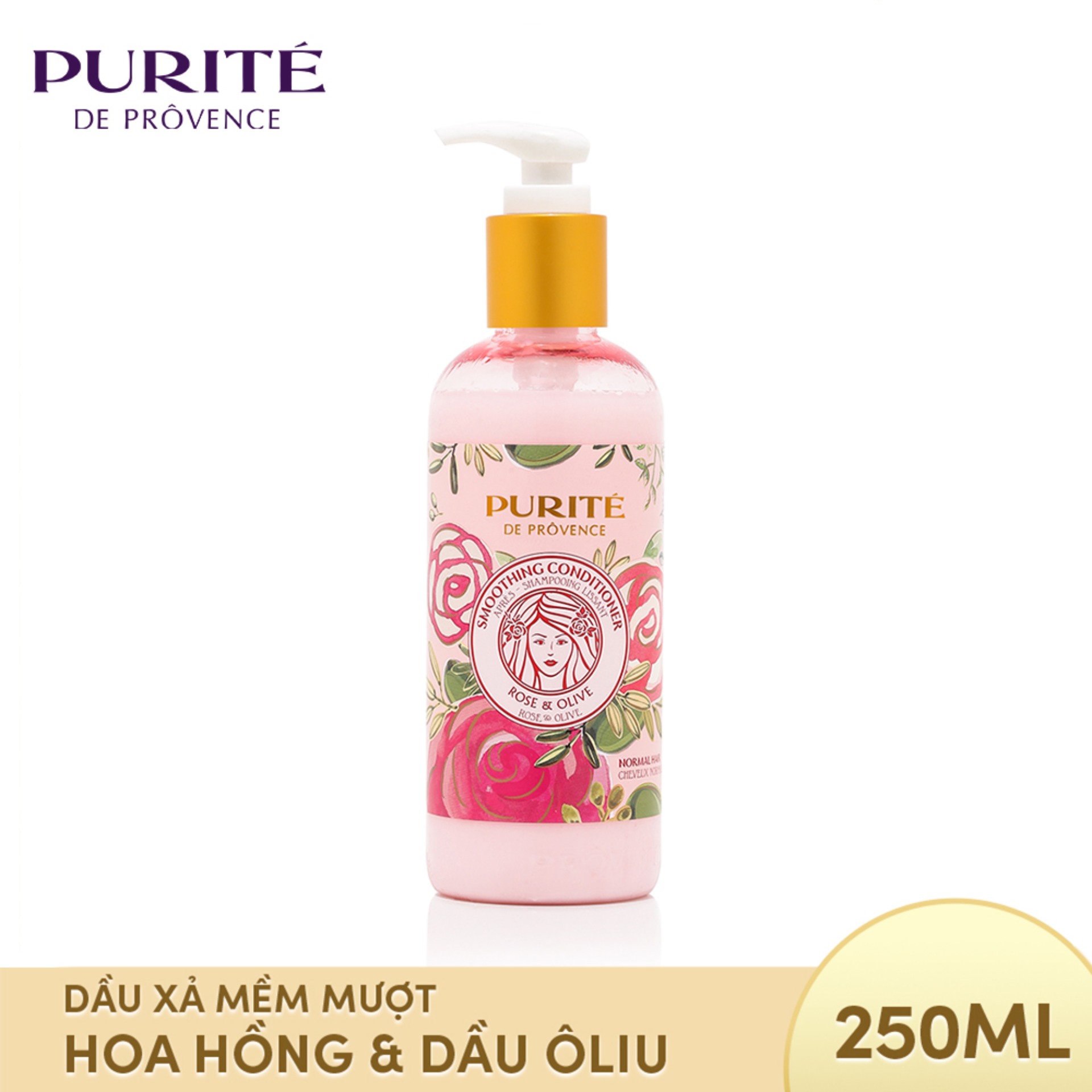 Dầu xả mềm mượt purité 250ml hoa hồng & dầu ôliu