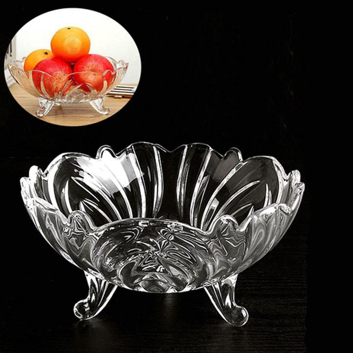 Đĩa Thủy Tinh 3 chân, Đĩa mứt Thủy Tinh khay hoa quả thủy tinh, Đựng thạch trà sữa,trái cây