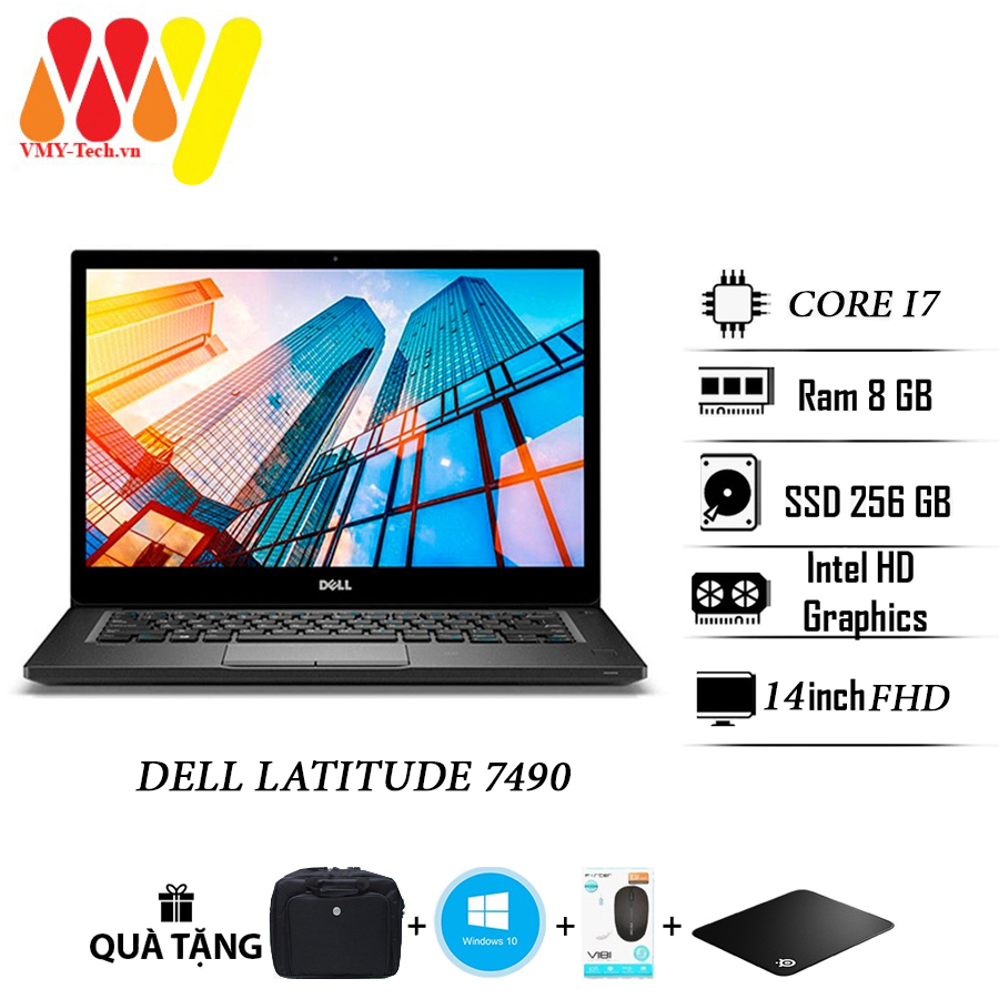 Laptop Dell Latitude 7490, E7490 màn hình 14inch FHD cảm ứng cao cấp nguyên zin 99%, Core i7, Ram 8gb, ổ cứng SSD 256gb, máy tính xách tay giá tốt