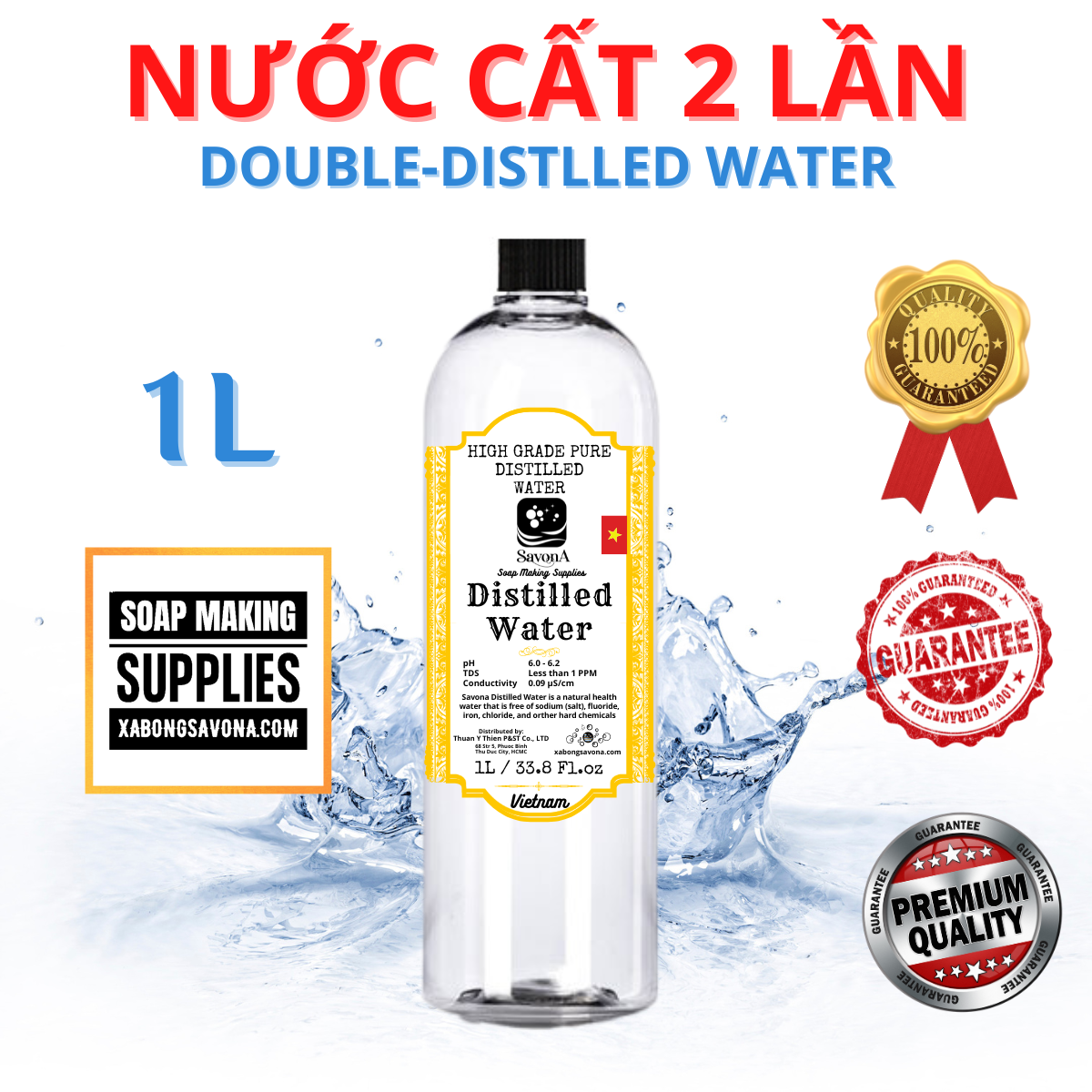 1L - 500ML NƯỚC CẤT 2 LẦN DISTILLED WATER LOẠI 1, SIÊU TINH KHIẾT MUA NHIỀU GIÁ TỰ ĐỘNG GIẢM SAVONA