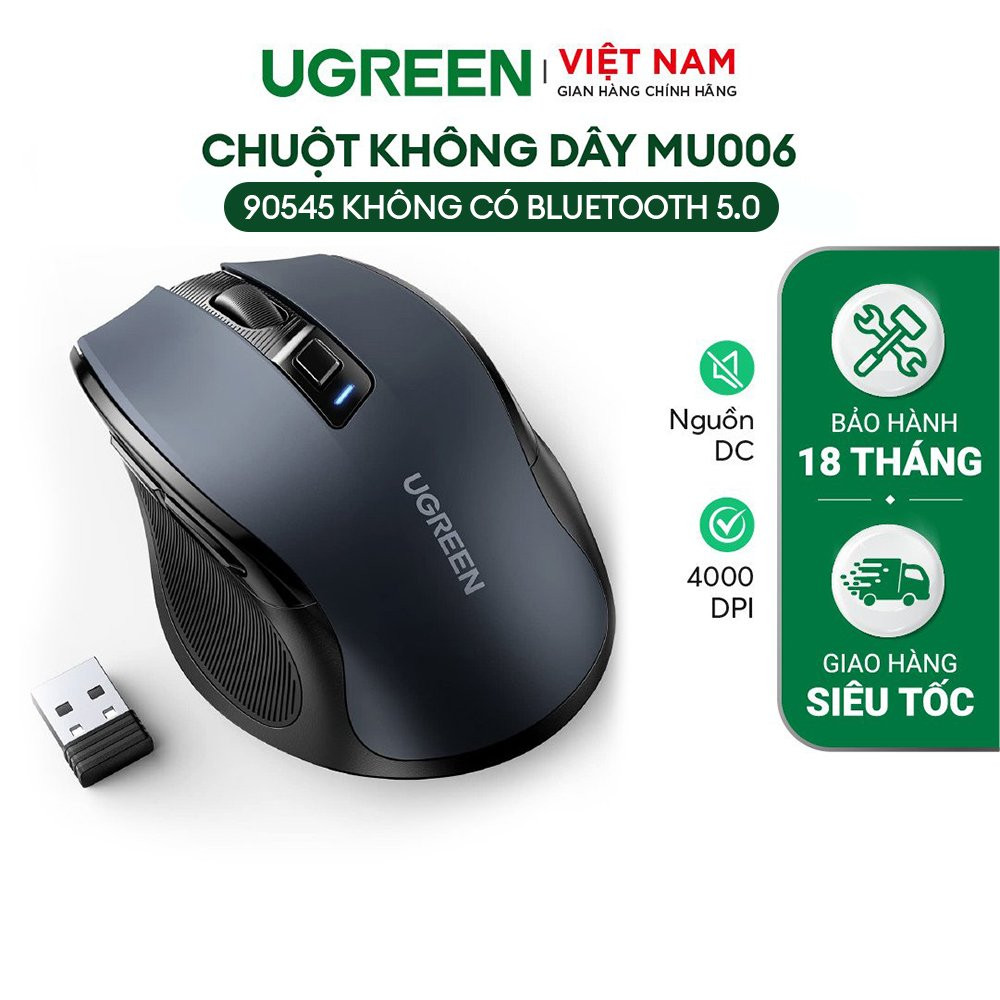 Chuột không dây 2.4G Ugreen MU006 Chế Độ Kép Chuột Ergonomic 4000 DPI 6 Nút Tắt Tiếng Sử dụng cho Macbook iPad Laptop Bảo Hành 1 đổi 1 18 Tháng 90545 90855