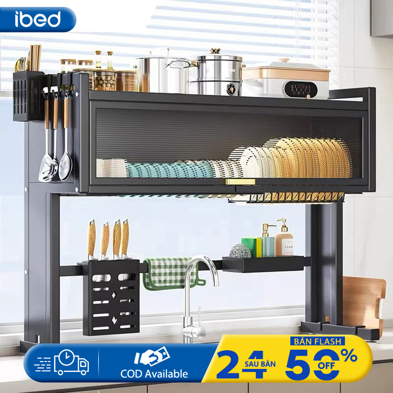 Kệ bát 100% thép làm ra Kệ úp chén có nắp đậy Kệ đựng bát đĩa  inox