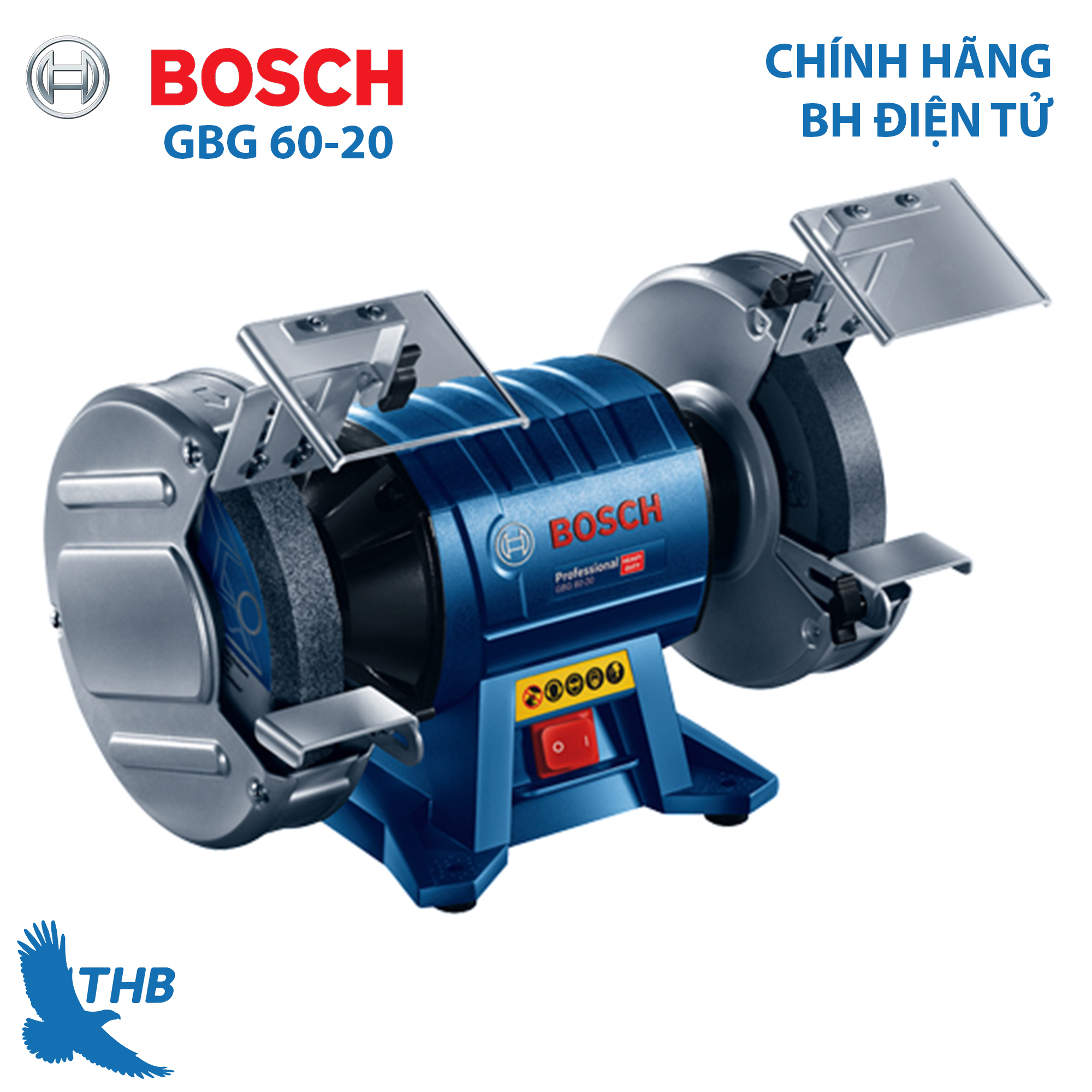 Máy mài bàn máy mài hai đá máy mài chính hãng bosch gbg 60-20 công suất 600w đá mài 200mm bảo hành điện tử 12 tháng