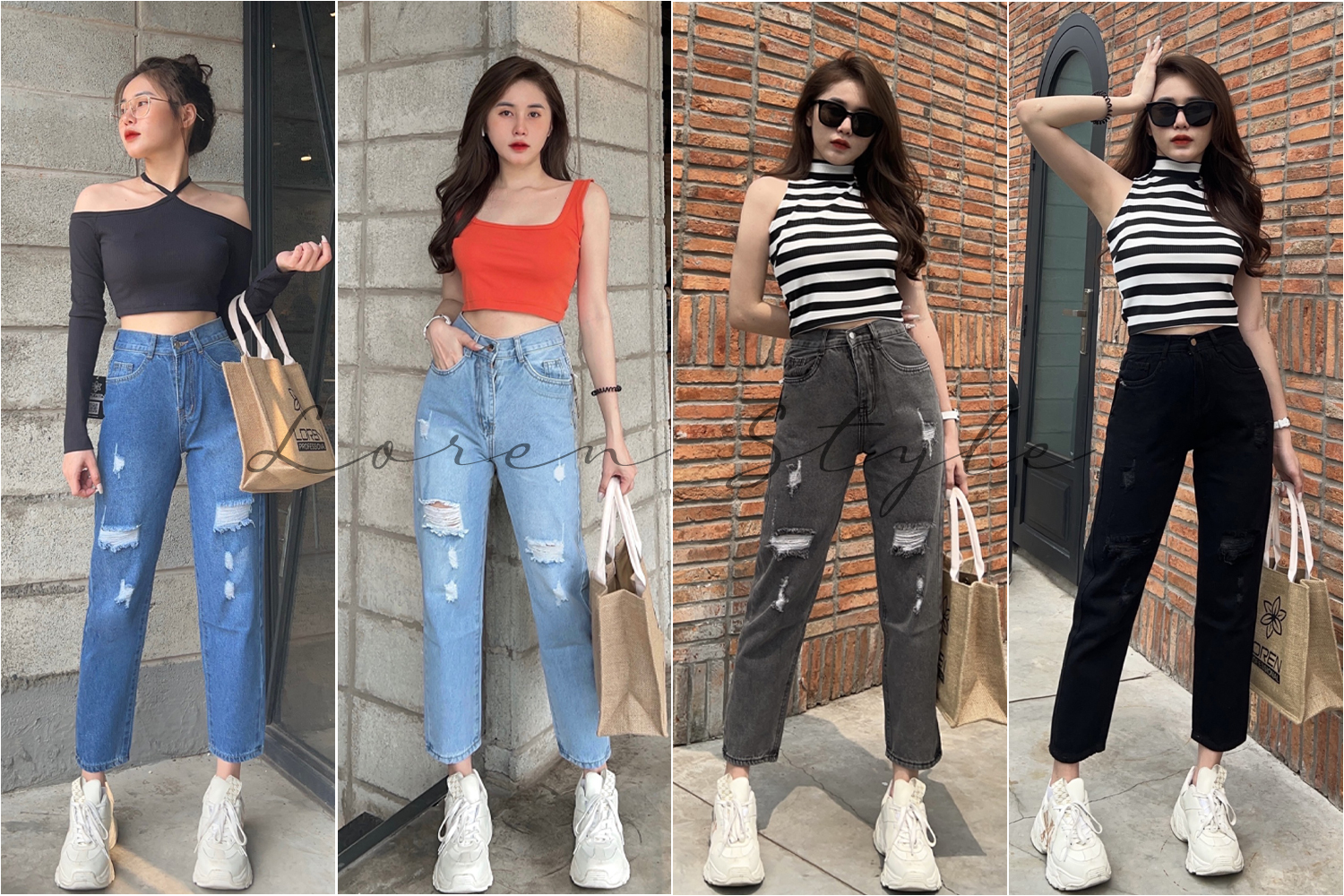 Quần jean baggy loren rách b51039