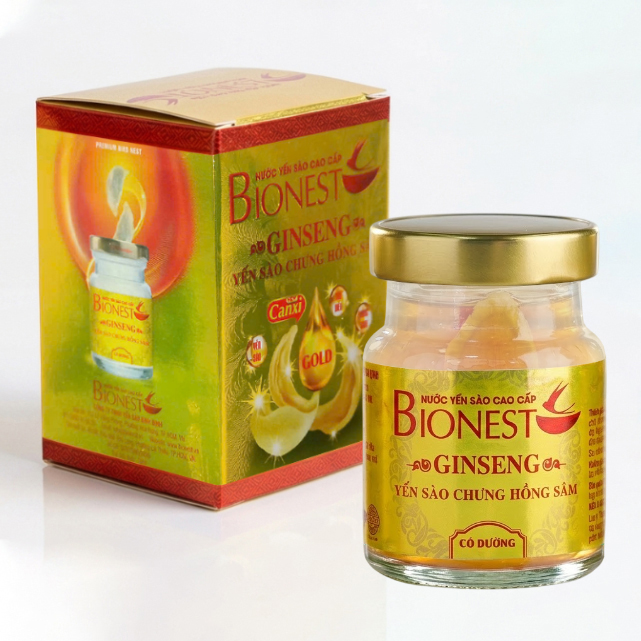 Yến sào Bionest hồng sâm thượng hạng 587mg yến khô nguyên chất - hộp 1 lọ