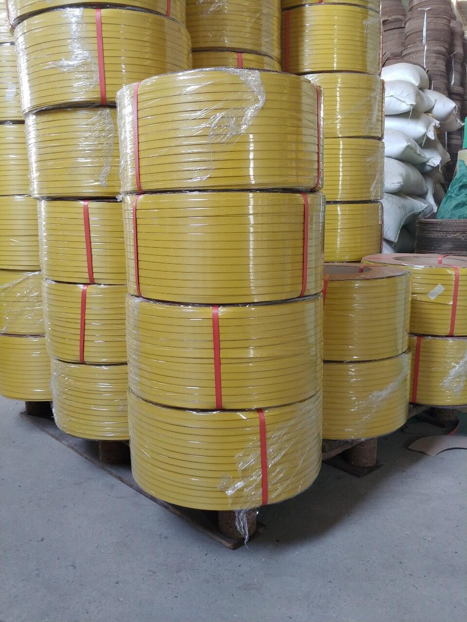 Dây đai nhựa PP vàng cuộn 10kg