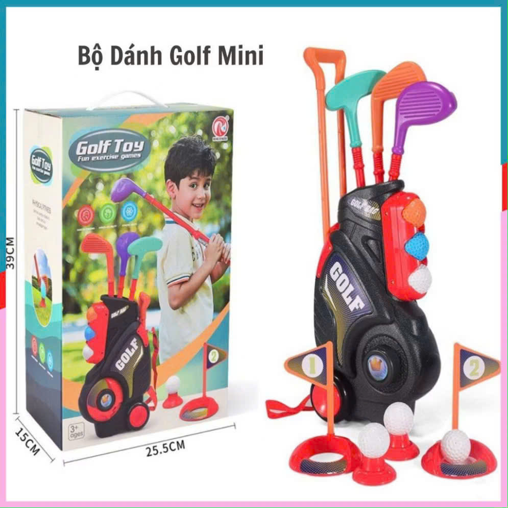Bộ đồ chơi gậy đánh golf cỡ lớn cho bé, đồ chơi vui chơi vận động bao gồm cả túi xách có bánh xe dễ di chuyển đồ chơi
