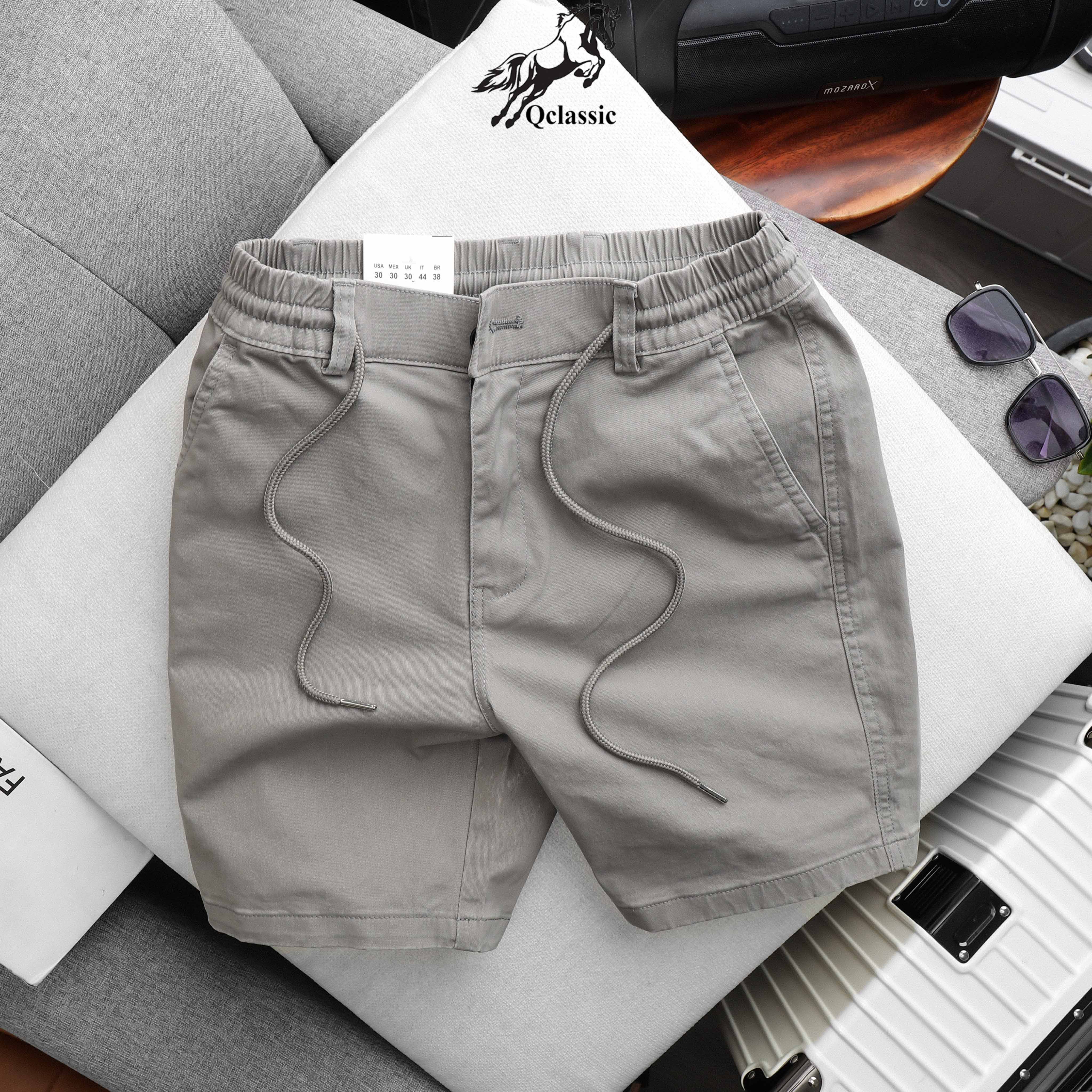 Quần ngố kaki nam lưng thun dây kéo vải mềm mịn, thấm hút mồ hôi tốt (NLTCC32)