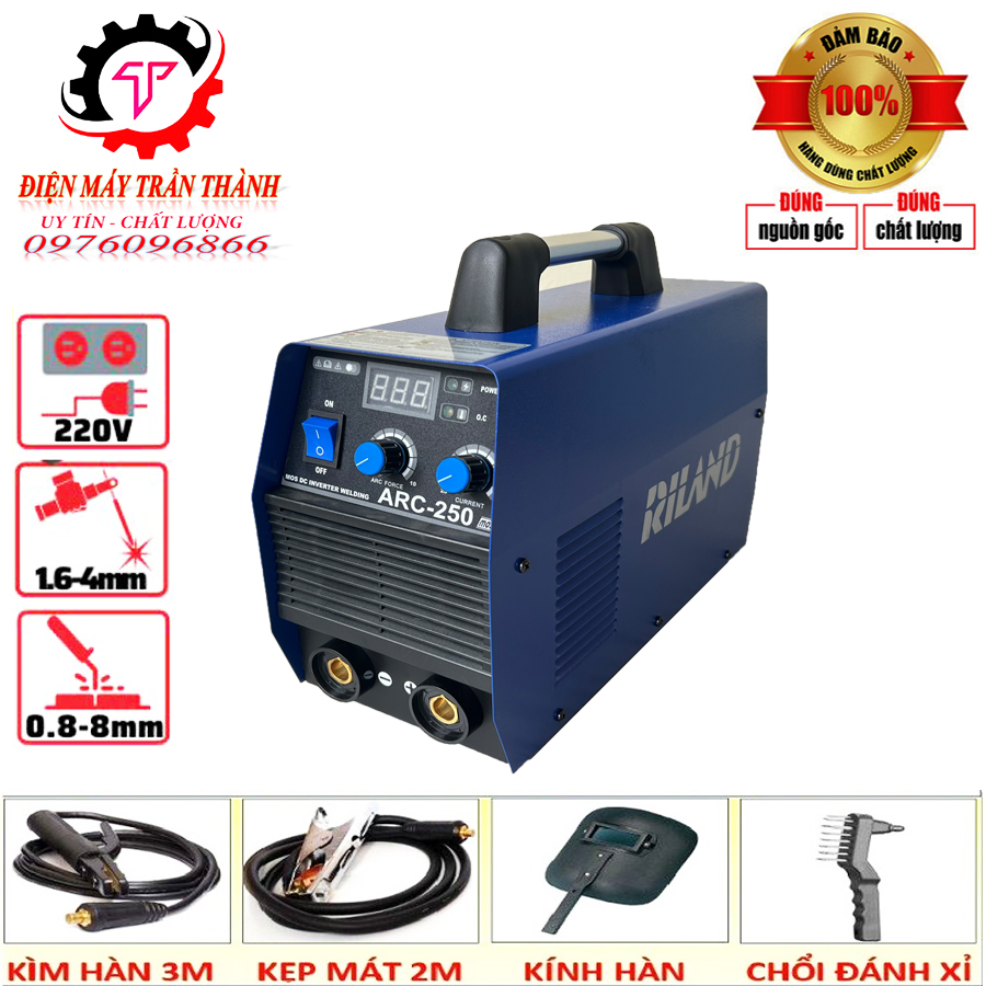Máy hàn điện Riland ARC 250 công nghệ mosfet 2 núm điều chỉnh chuyên dùng cho thợ hàn bảo hành 12 tháng