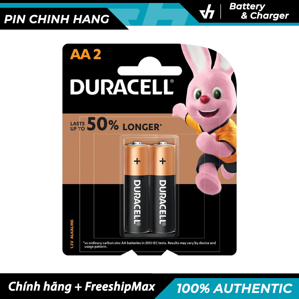 Vỉ 2 pin AA Duracell Coppertop dung lượng cao