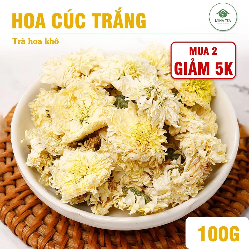 Hoa cúc trắng sấy lạnh 100g, trà hoa cúc nguyên bông, bạch cúc khô, thơm, đẹp - Miha Tea