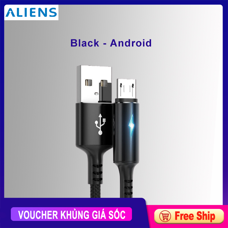 Cáp sạc kiểu dây dù bền chắc kèm đèn LED báo hiệu, sạc nhanh và tương thích với điện thoại android, iphone