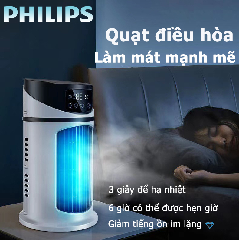 Philips quạt điều hoà hơi nước quạt hơi nước quạt hơi nước làm lạnh quạt phun sương hơi nước quạt máy lạnh mẫu mới với 6 cấp độ gió và làm mát cực nhan-Cung cấp không khí góc rộng lớn - màn hình hiển thị kỹ thuật số