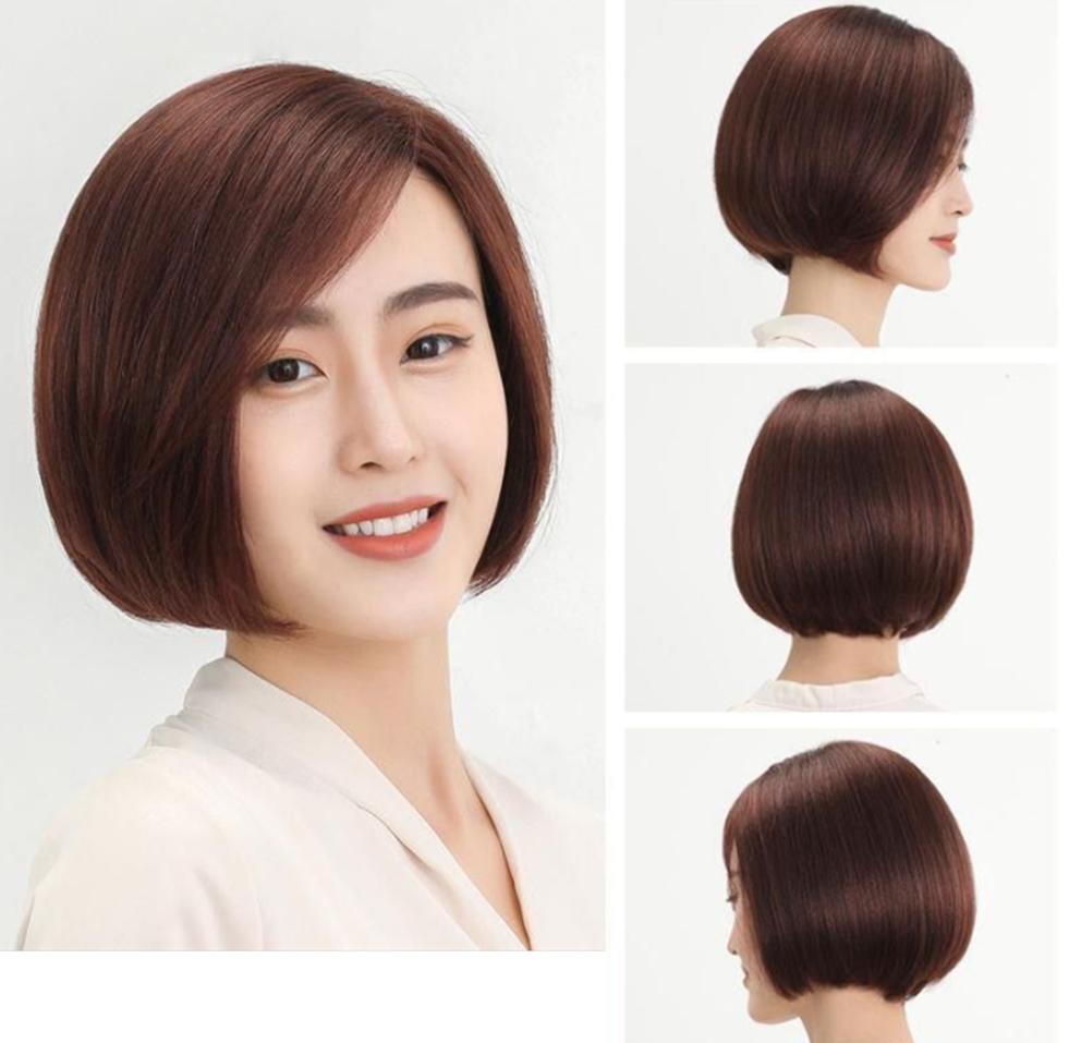 Tóc giả nguyên đầu Ngắn CỤP 2 mái bay - Tặng kèm lưới trùm đầu - Dài 22cm