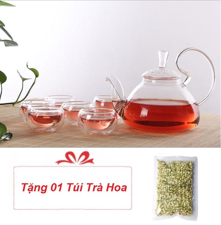 Bộ thưởng trà thủy tinh Zeno SET03 + Tặng trà hoa