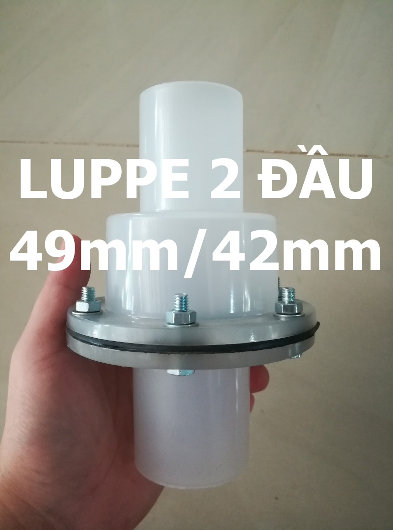 Luppe 2 đầu lưỡi gà nhựa pvc trắng trong suốt phi 49mm/42mm