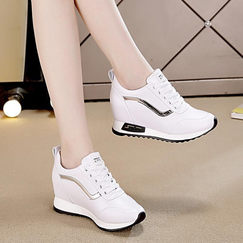 COD Giày thể thao nữ, sneaker nữ độn đế 7cm, chống hôi chân, chống trơn trượt, 2 màu trắng đenERDHTRFXDHTF