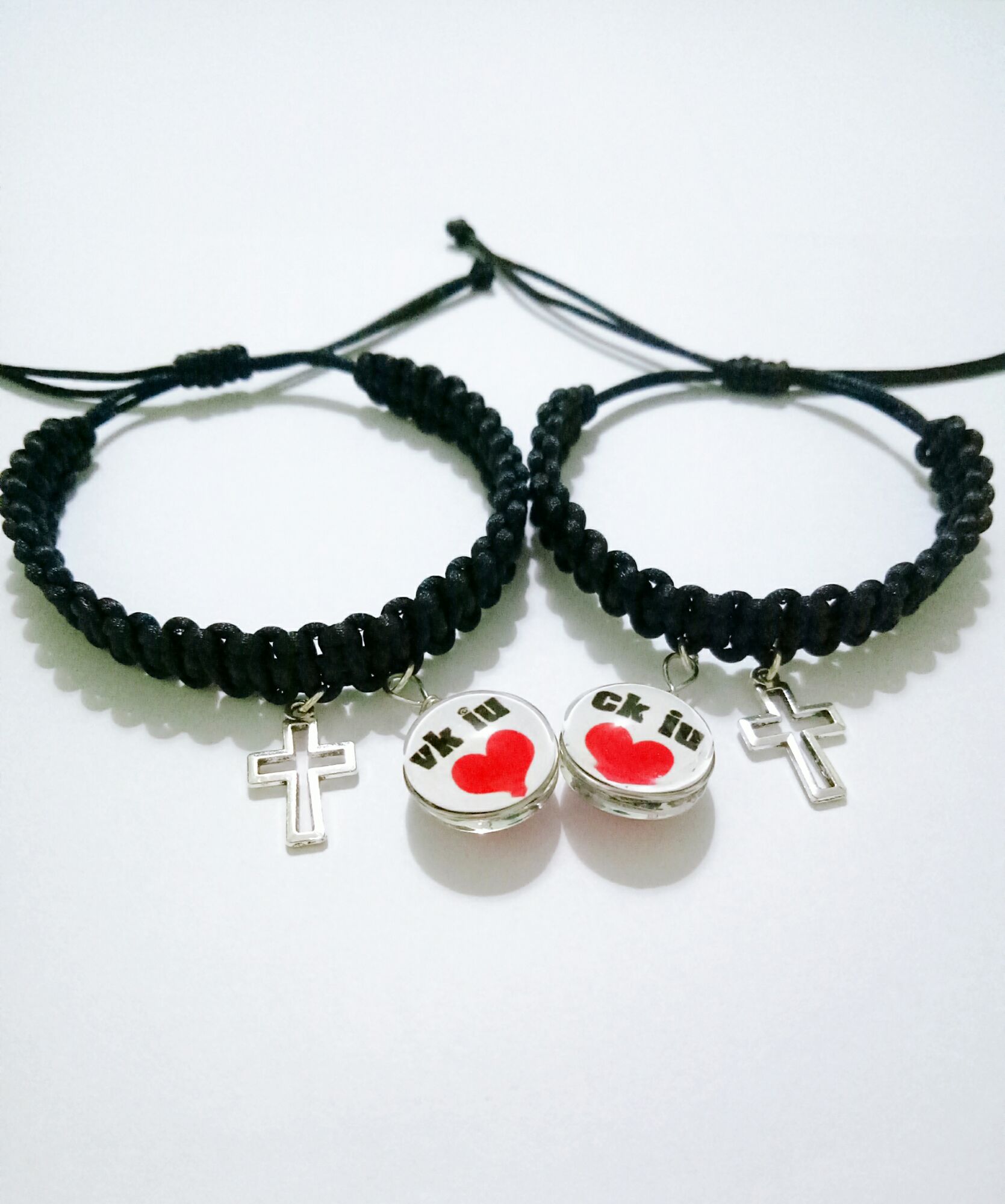 (2 cái) Vòng tay cặp đôi tình yêu chữ CK-VK kèm mặt hình thánh giá