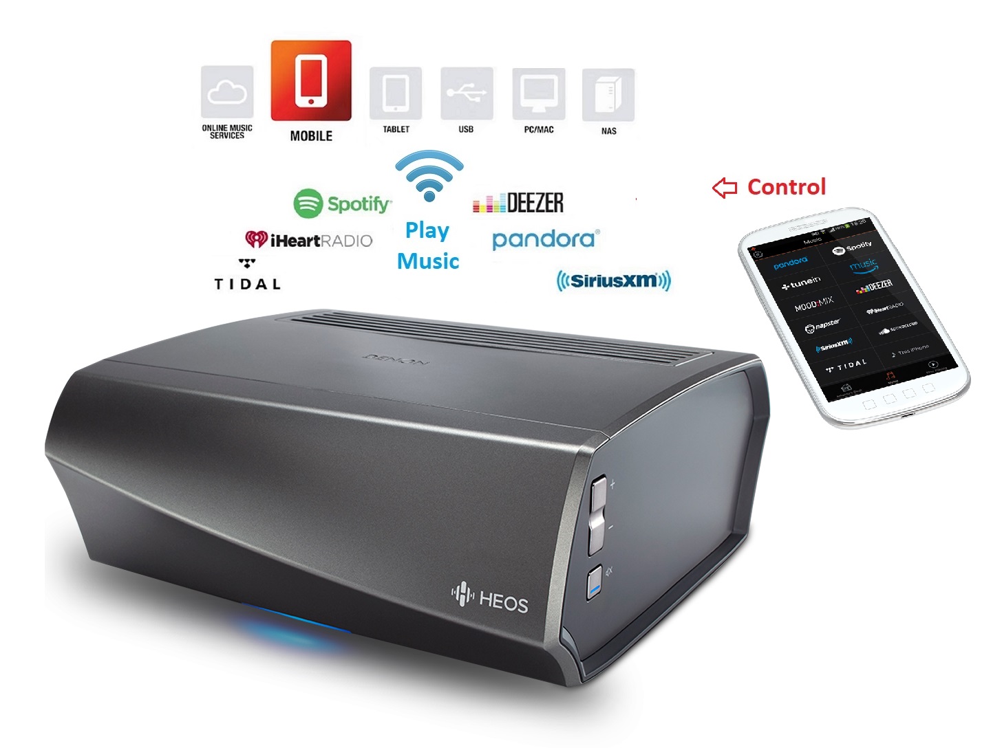 Ampli denon heos amp hs2 kiêm music server và dac
