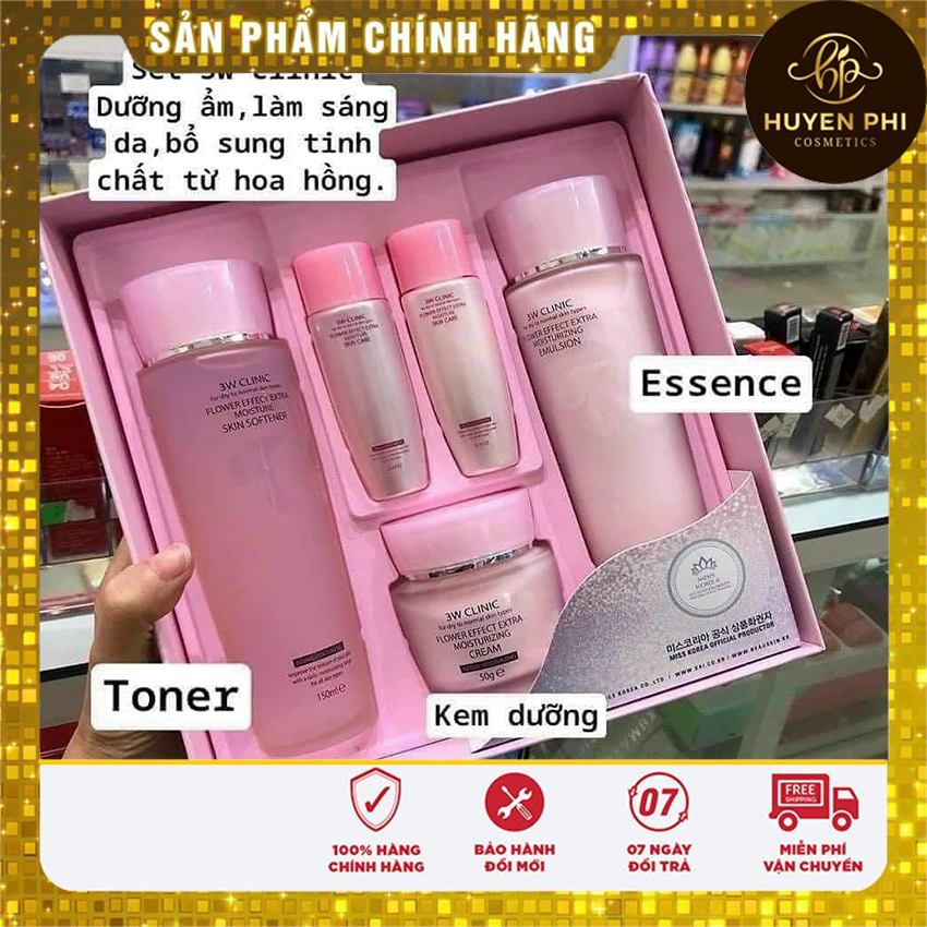 Sét dưỡng da 3W Clinic Hàn Quốc [giá sỉ] giữ ẩm, hạn chế tiết dầu, làm sạch lcl, ngăn ngừa nết nhăn, tẩy tế bào chết.