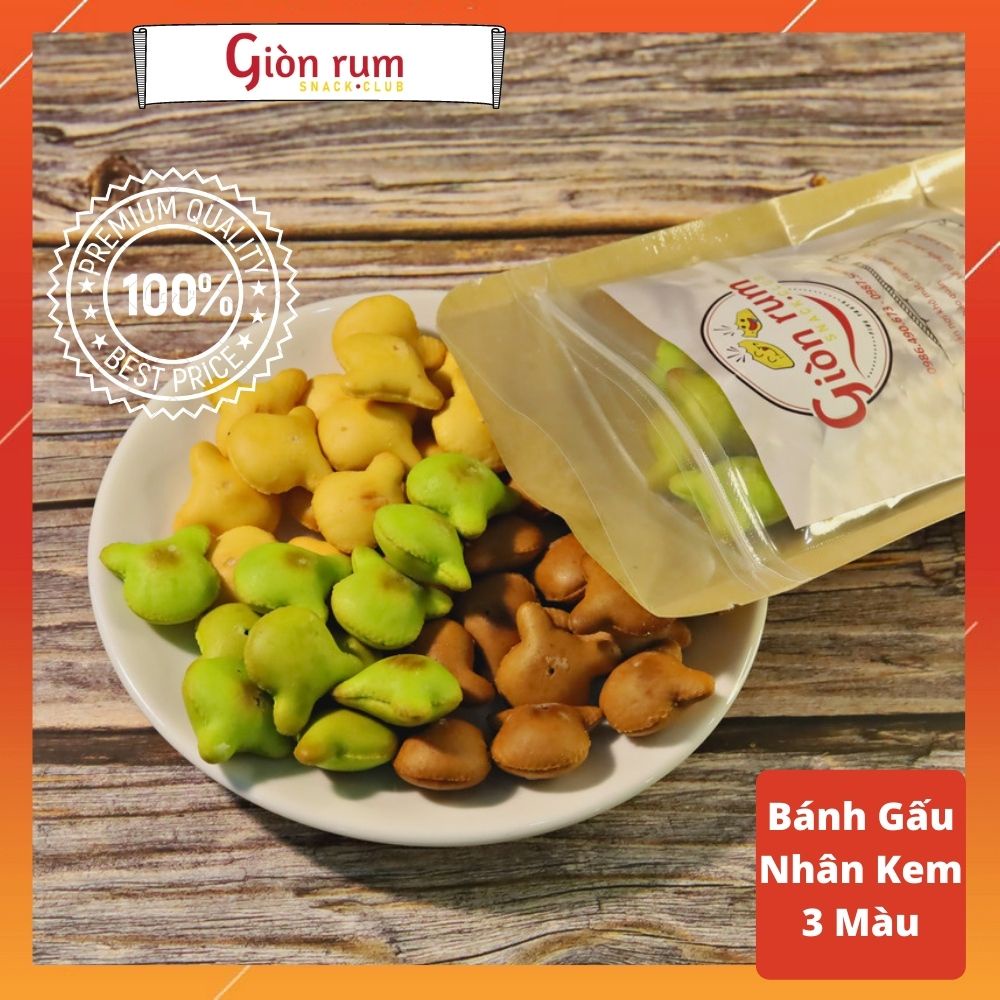Bánh quy gấu nhân socola, chùm ngây, kem sữa mix vị – thơm giòn ngọt – giòn rụm snack club