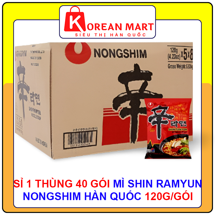 Sỉ 1 thùng mì shin ramyun 40 gói nhập hàn gói 120g/gói