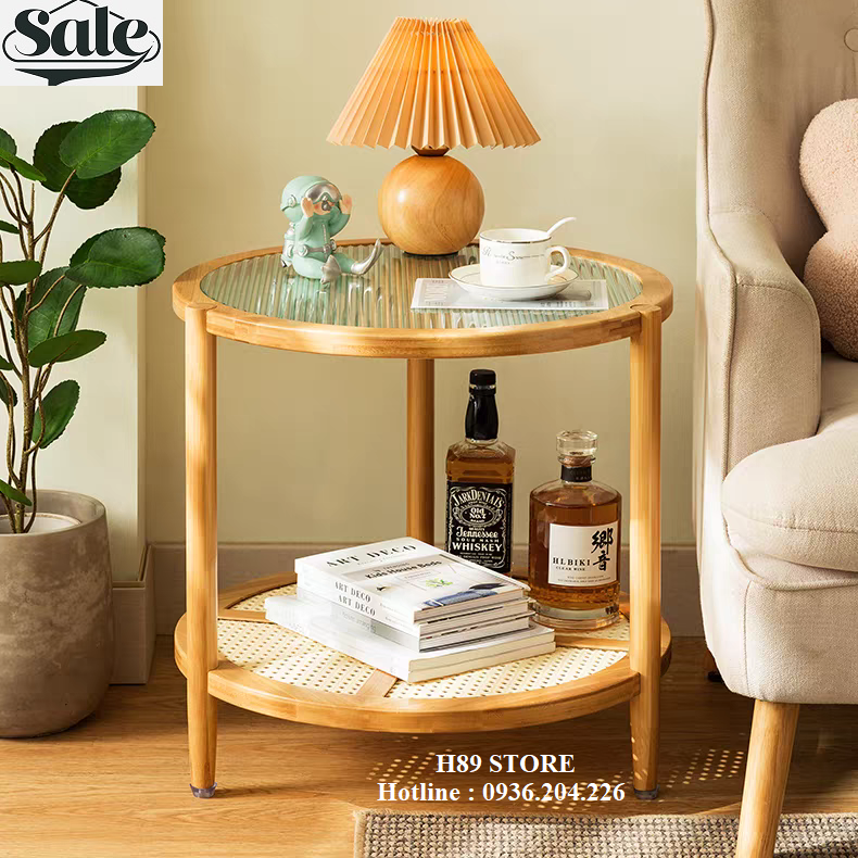 Bàn cà phê, Bàn trà sofa, bàn cafe 2 tầng mặt kính cường lực decor phòng khách
