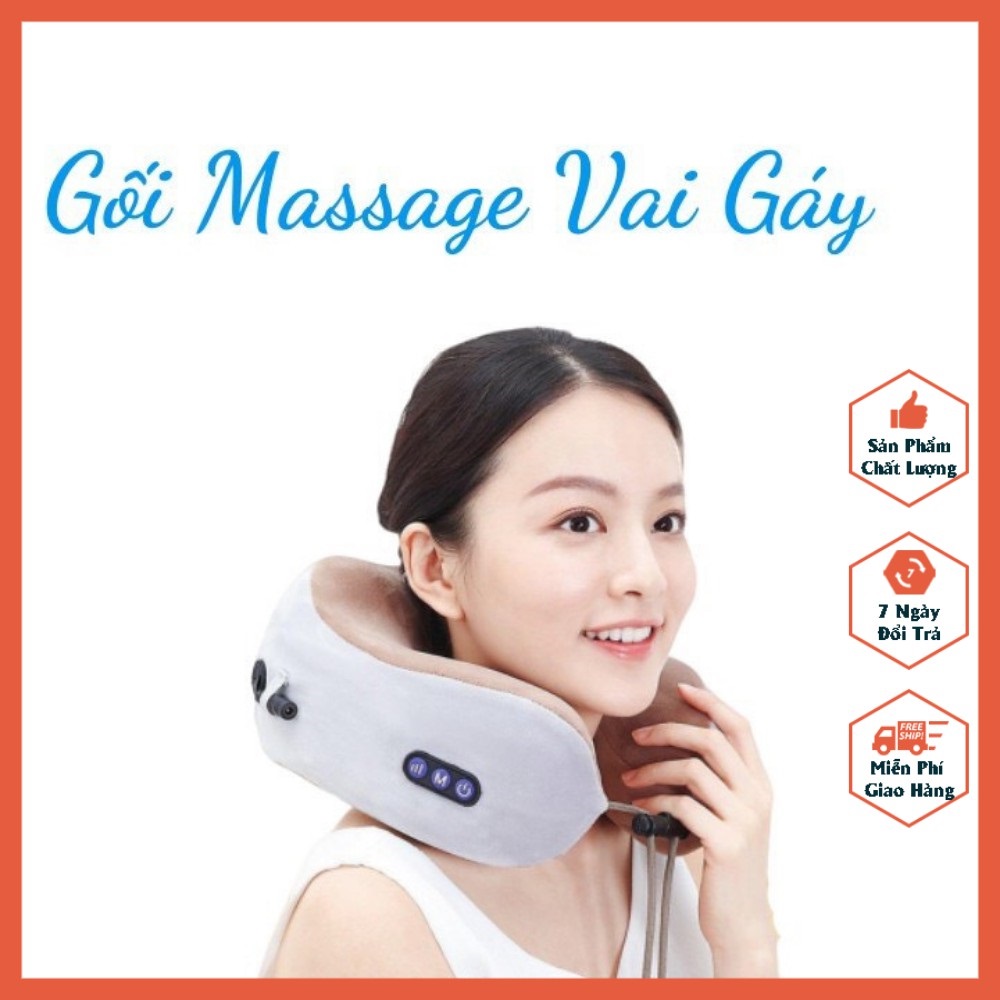 Gối Massage Hồng Ngoại Nhật - Gối Mát Xa Hồng Ngoại Nhật Bản U xoay 360 đa năng - Máy Massage hỗ trợ mát xa vùng vai, gáy, cổ - gối Massage cổ hàng Nhật Bản