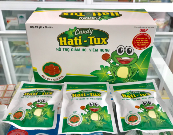 Kẹo ngậm hatitux - kẹo con ếch - hỗ trợ giảm ho, viêm họng