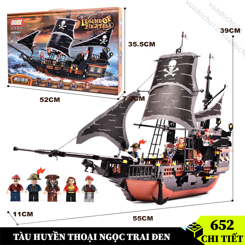 Đồ chơi lắp ráp LEGO tàu ngọc trai đen mô hình lắp ráp lego tàu hải tặc khổng lồ kèm nhân vật thuyền viên