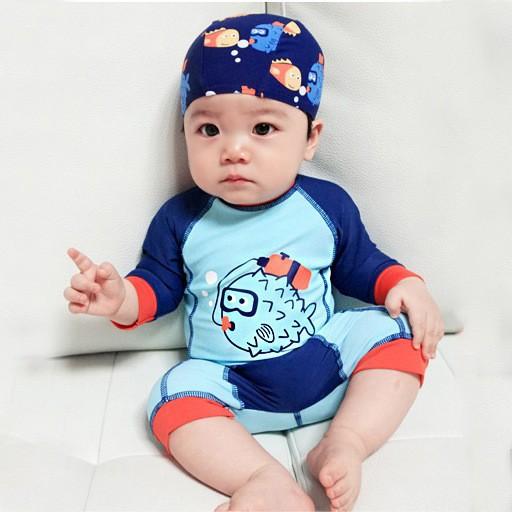 Đồ bơi liền cho bé trai - kèm nón