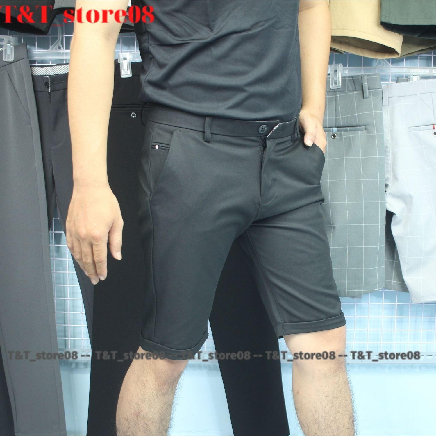 Quần Short Nam lật lai ,Quần Tây Âu chất vải chéo bền đẹp, quần sọt nam form body kiểu dáng Hàn Quốc T&T_store08