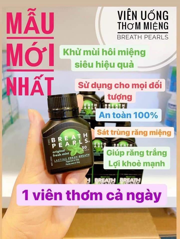 Viên thơm miệng breath pearls 50 viên của úc
