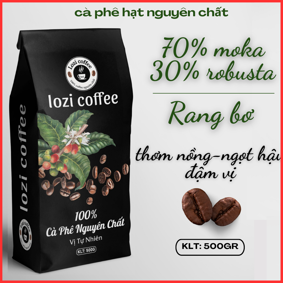 Cà phê hạt rang bơ nguyên chất sạch 100% thơm ngon đậm vị 500g/ gói