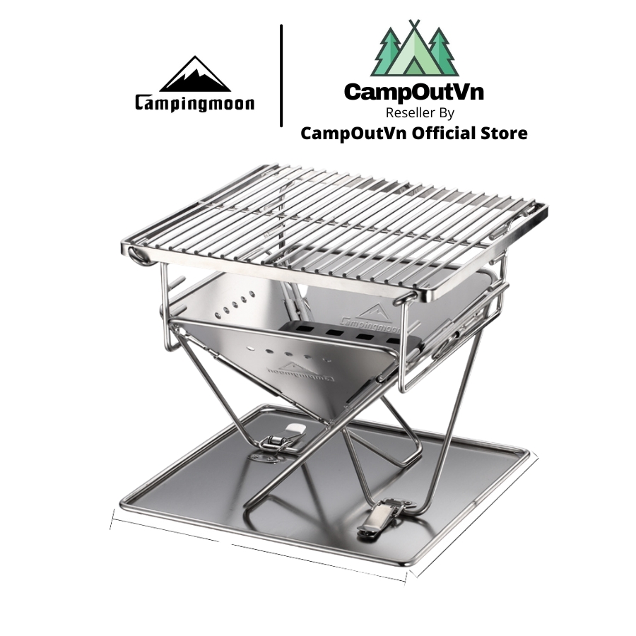 Campingmoon bếp nướng cắm trại campingmoon campoutvn xếp gọn cắm trại du lịch dã ngoại bếp than nướng Xmini pro inox campout A017