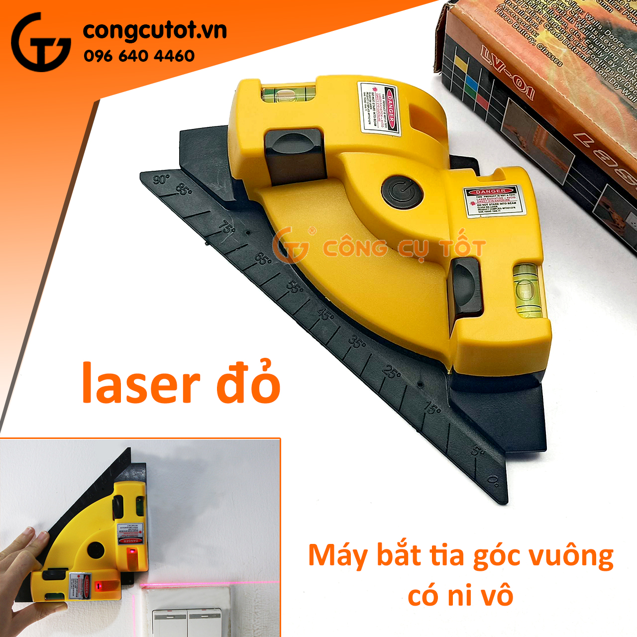 Thước đo eke nivo laser ke góc vuông đa năng, Thước máy đo góc vuông laze 90 độ