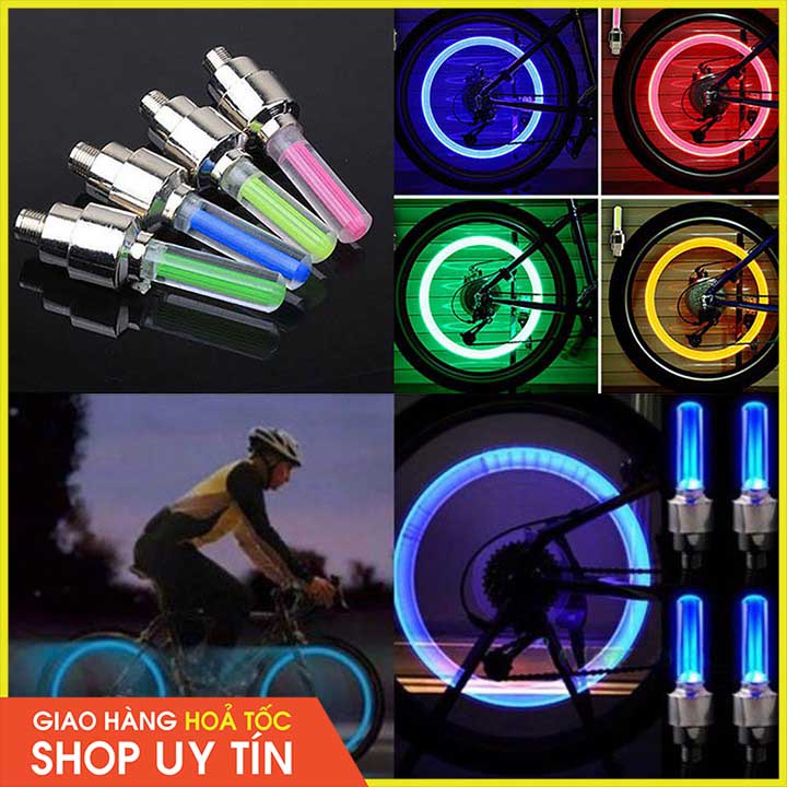 (CHỌN MÀU) Bộ 2 Đèn LED Gắn Van Bánh Xe Đạp, Xe Máy, Ô Tô HSA1148