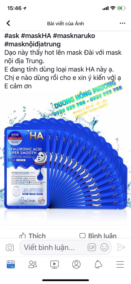 Hộp 20 miếng mặt nạ ha cấp nước maycreate- sỉ ha tím xanh