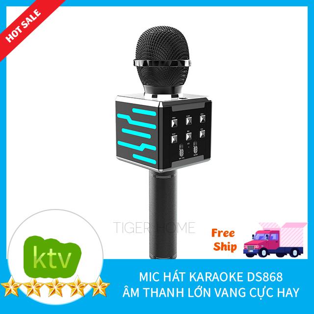 Mic Hát Karaoke DS868 - 858 Kiêm Loa Bluetooth hát qua Tv, Điện Thoại , Máy Tính kết nối ra loa thùng model 2021
