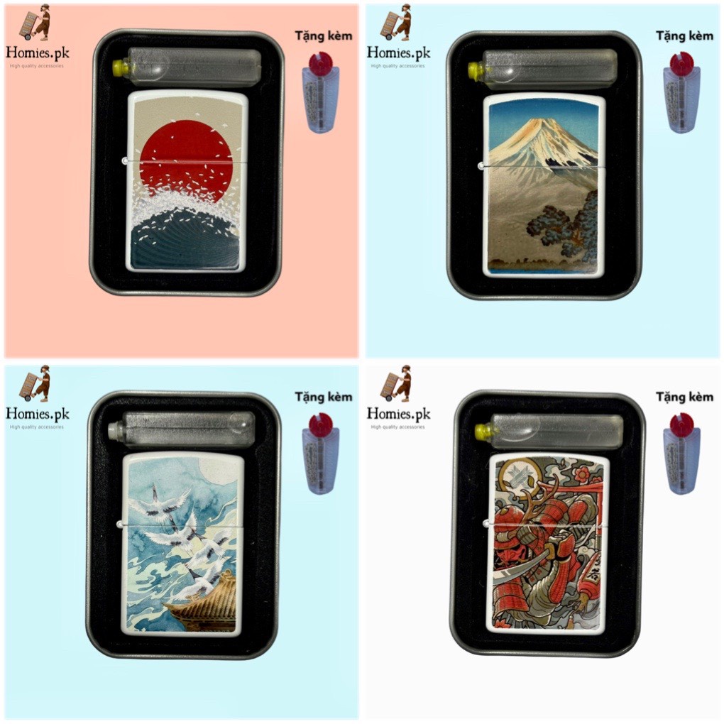 Bật lửa zippo hột quẹt zippo họa tiết nhật bản , hột quẹt zippo bật lửa xăng đá- homies.pk
