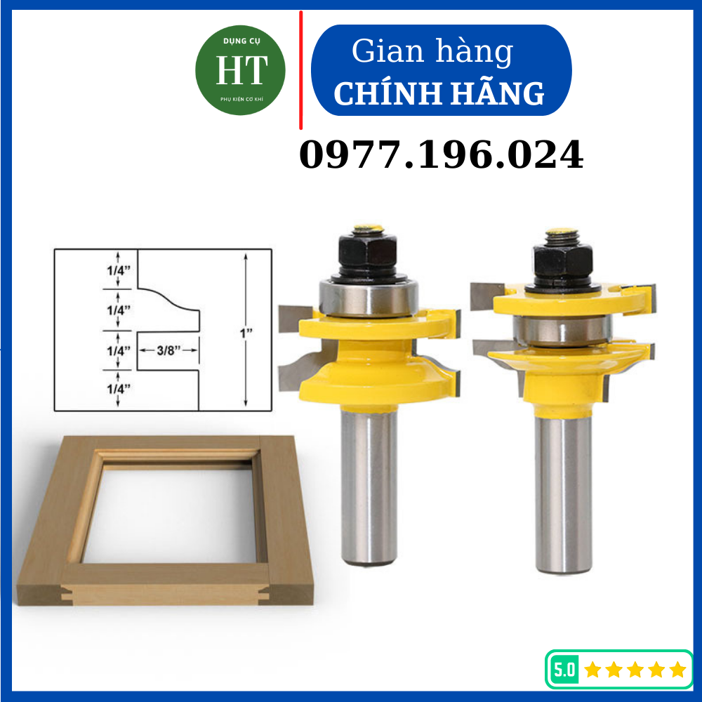 Bộ mũi dao phay gỗ ghép mộng cửa bếp cốt 12ly7 - Mũi soi gỗ - ROUTER BITS