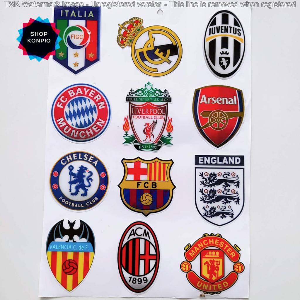 Bộ Tem Sticker Cờ Các Đội Bóng Dập Nổi Cao Cấp Dán Xe Máy, Ô Tô, Mũ Bảo Hiểm, Chống Thấm Nước, Chống Bay Màu