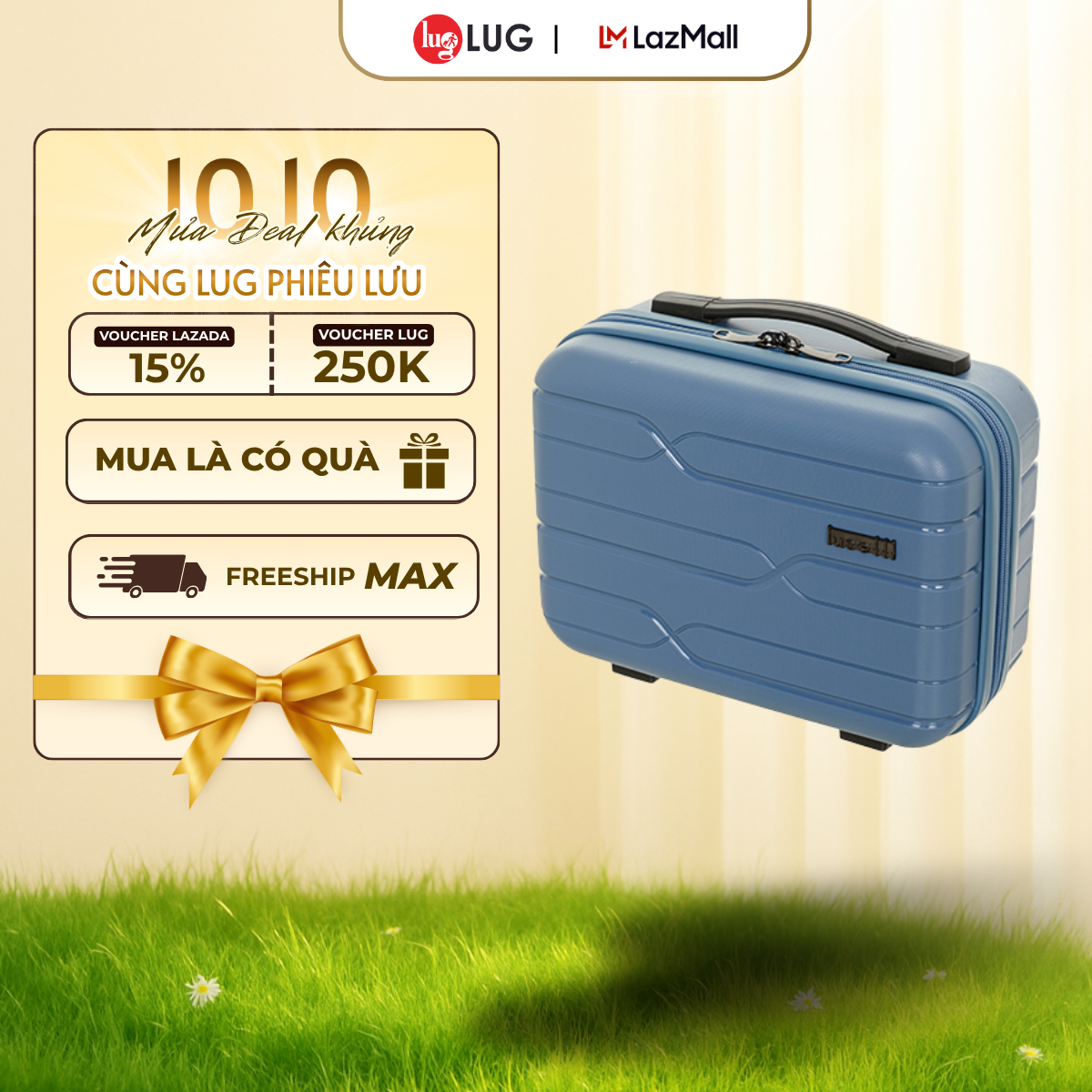 Vali du lịch LUG Lusetti LS802 Size 12 Nhựa PP Chống Bể Vỡ, Dây Kéo Êm Ái Mượt Mà (Màu Ngẫu Nhiên)