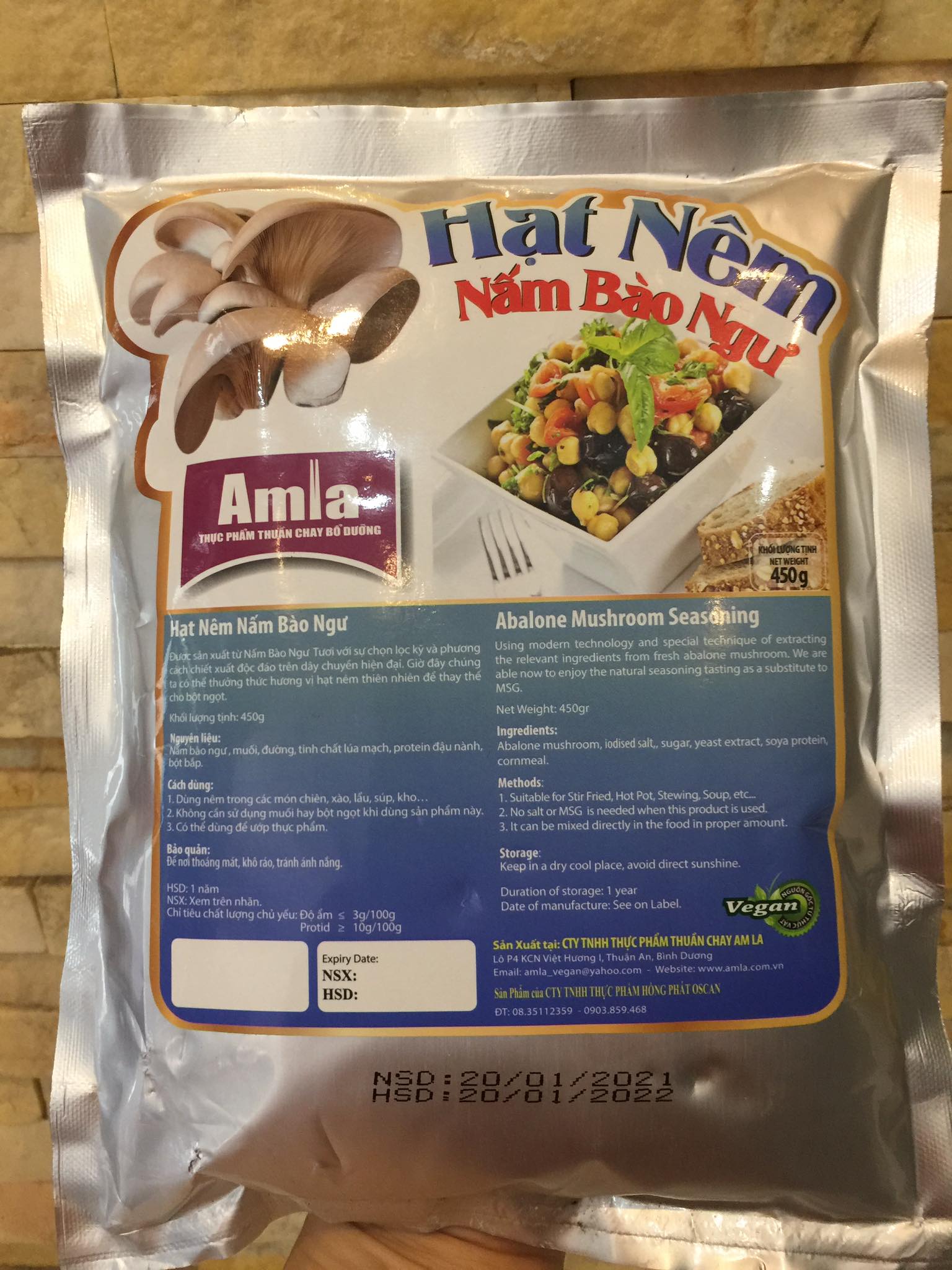 HẠT NÊM CHAY NẤM BÀO NGƯ AMLA 450GAM