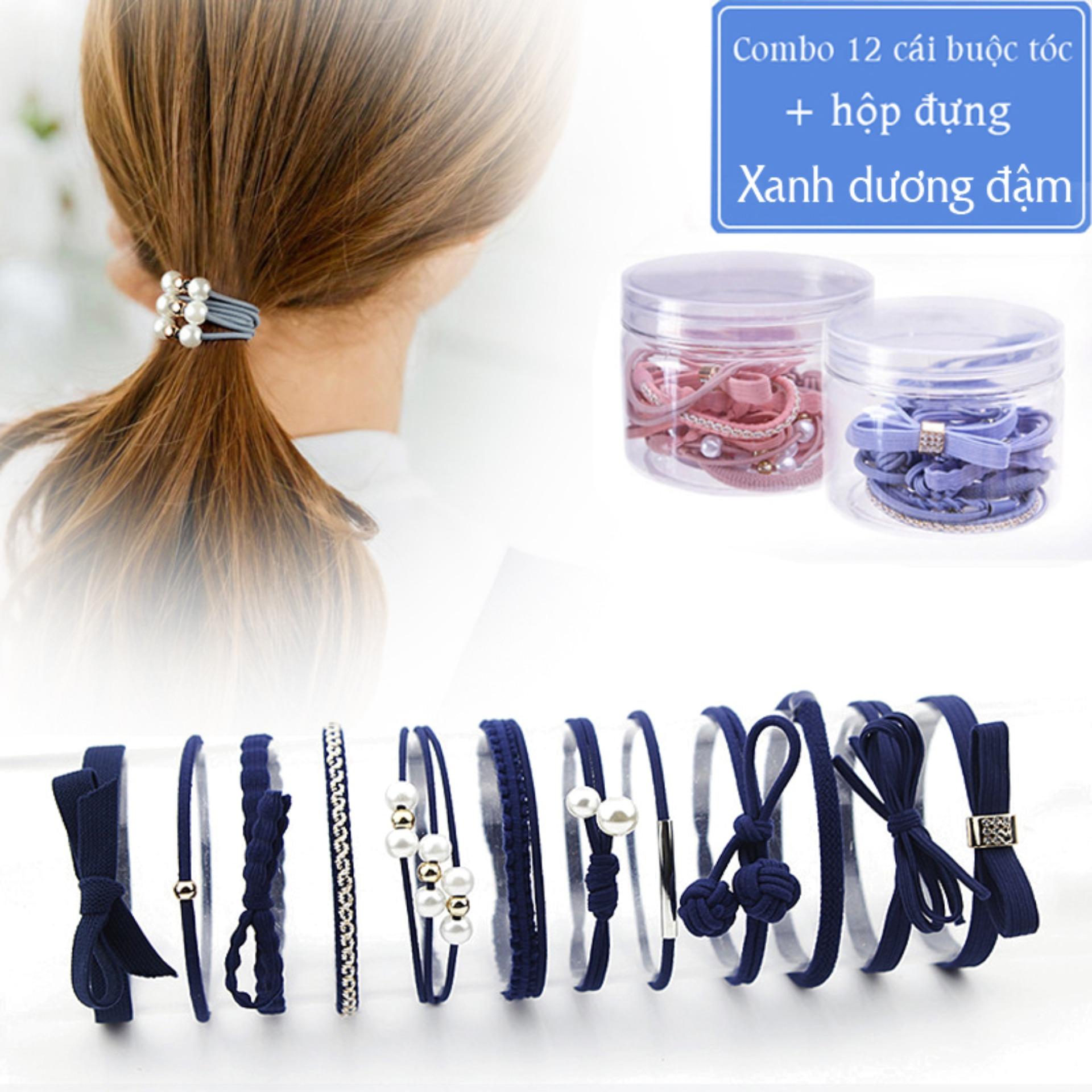 [HCM][Tặng Hộp] Phụ Kiện Tóc Set 12 Dây Buộc Tóc Cột Tóc Cao Cấp Kiểu Hàn Quốc Dễ Thương