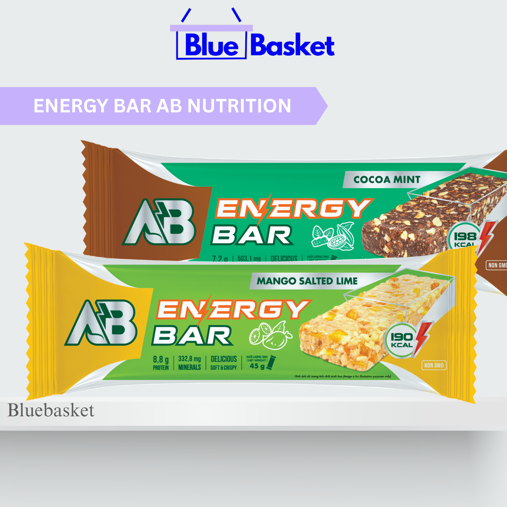 Thanh Dinh Dưỡng Năng Lượng Ab Nutrition Energy Bar 45g Cho Người Chơi Thể Thao Vị Xoài Chanh Muối, Cacao Bạc Hà